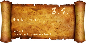Bock Irma névjegykártya